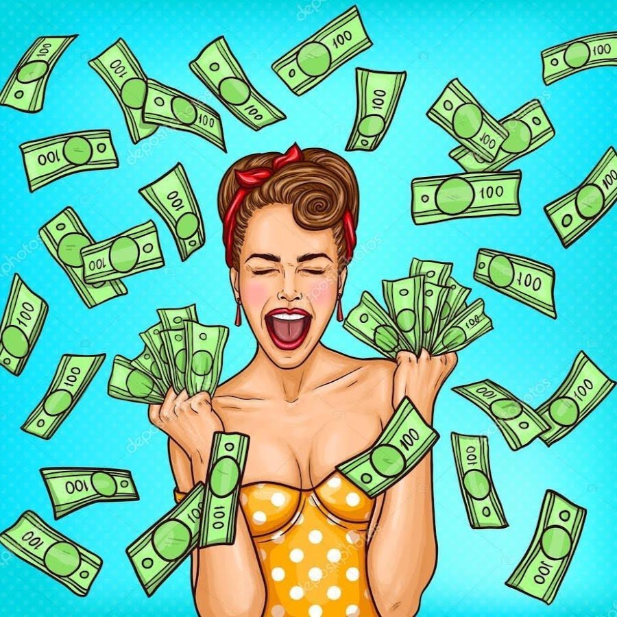 Девушка с деньгами арт
