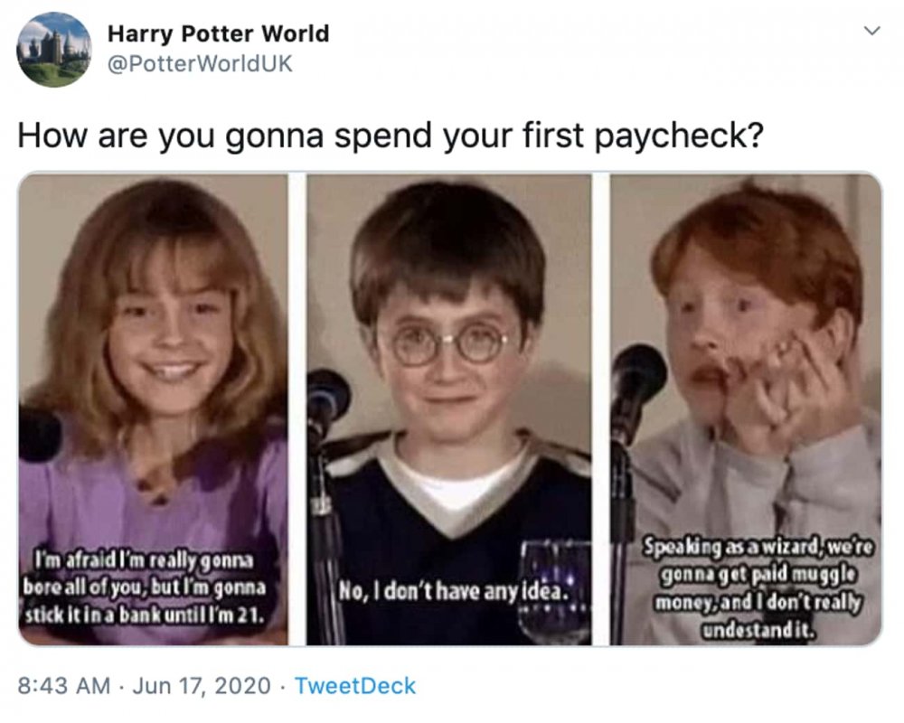 Гарри Поттер тратит деньги на друзей