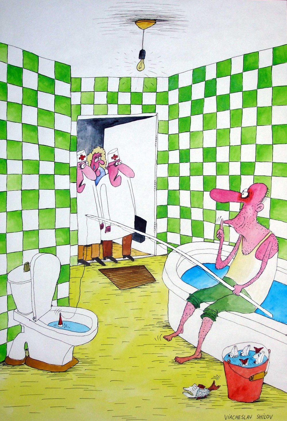Карикатуры в ванной комнате