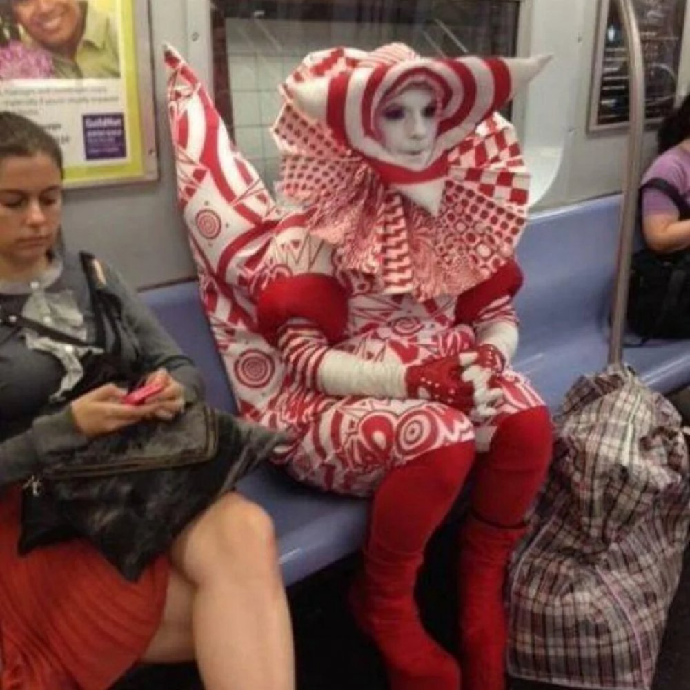 Девушка с вороном в метро