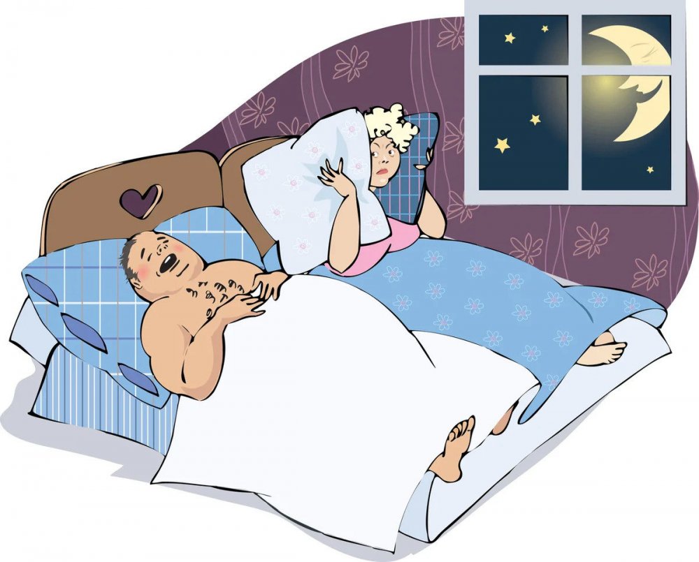 Карикатура женщина и мужчина в кровати