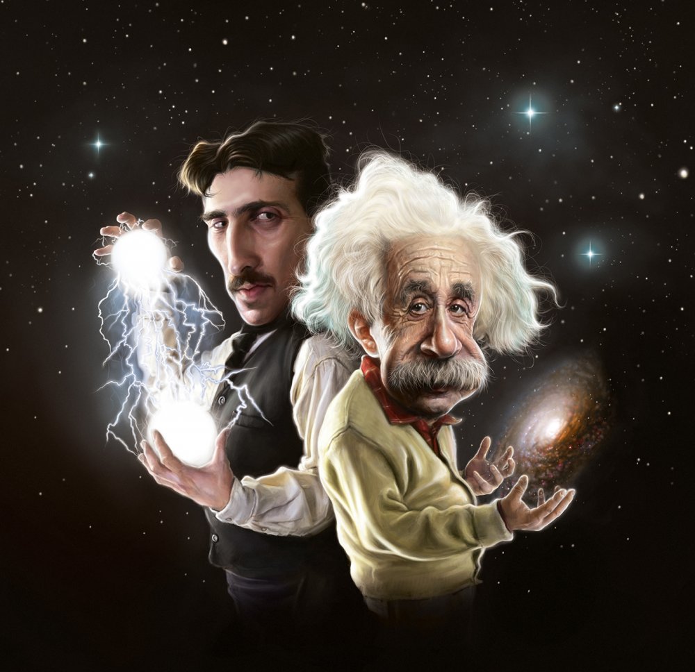 Никола Тесла и Альберт Эйнштейн