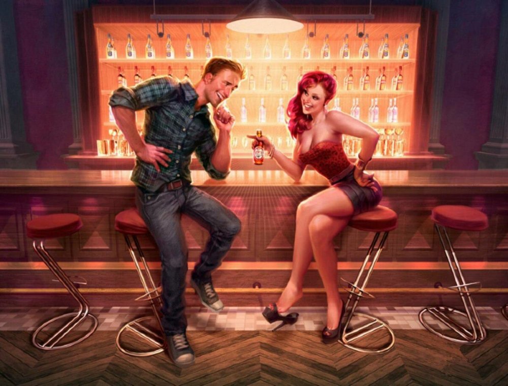 Мужчина и женщина в баре