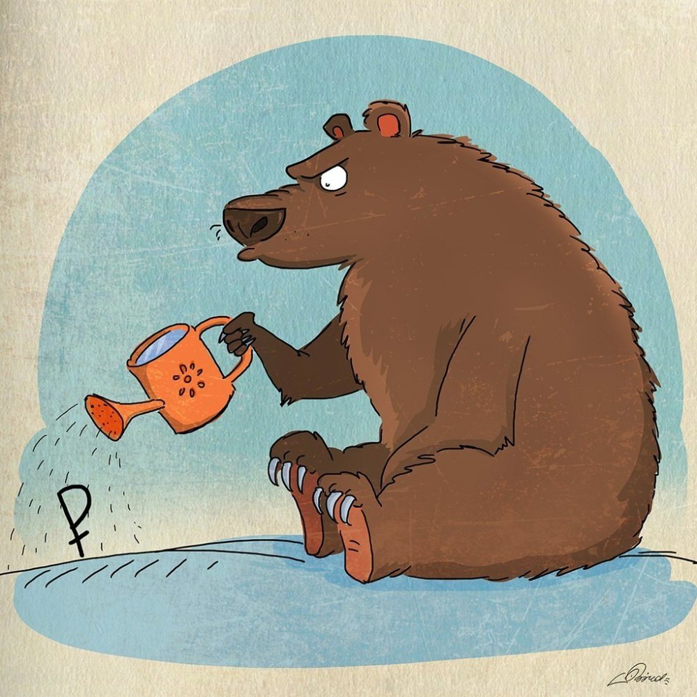 Нарисованный смешной медведь