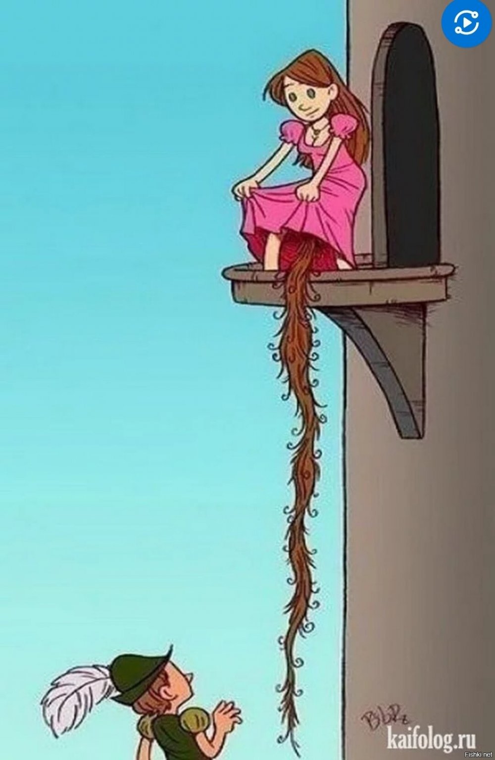 Принцесса в башне с длинными волосами