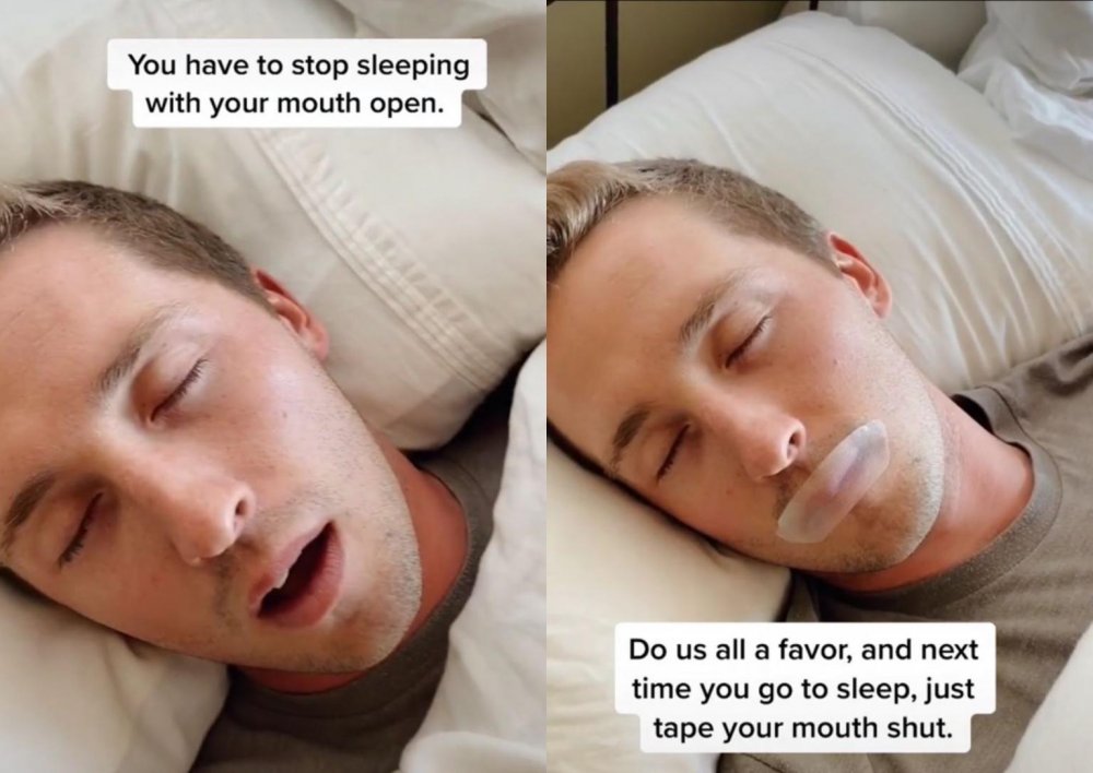 Человек спит с открытым ртом