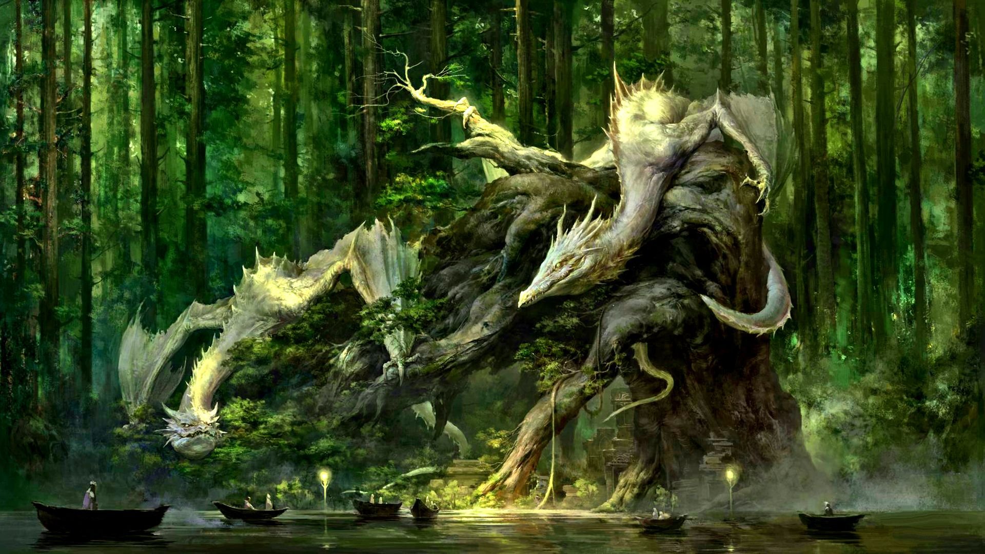 Сказочное чудище 3. Лесной дракон ДНД. Цифровой художник Ken Barthelmey. Сказочные существа.