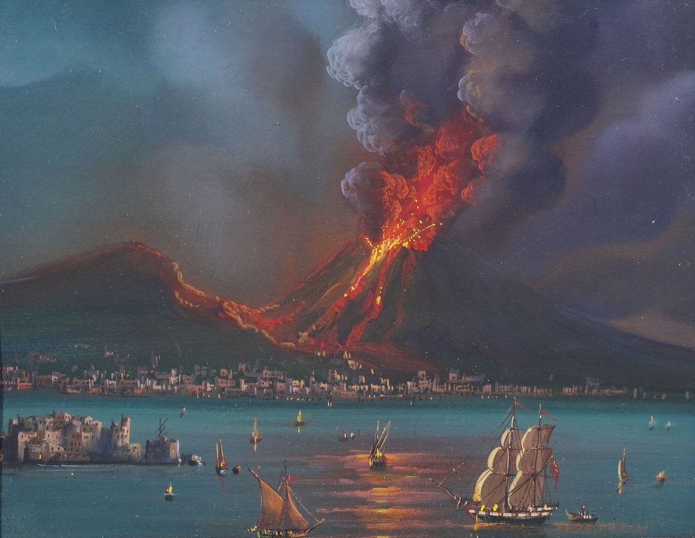 Картина извержение вулкана Везувий