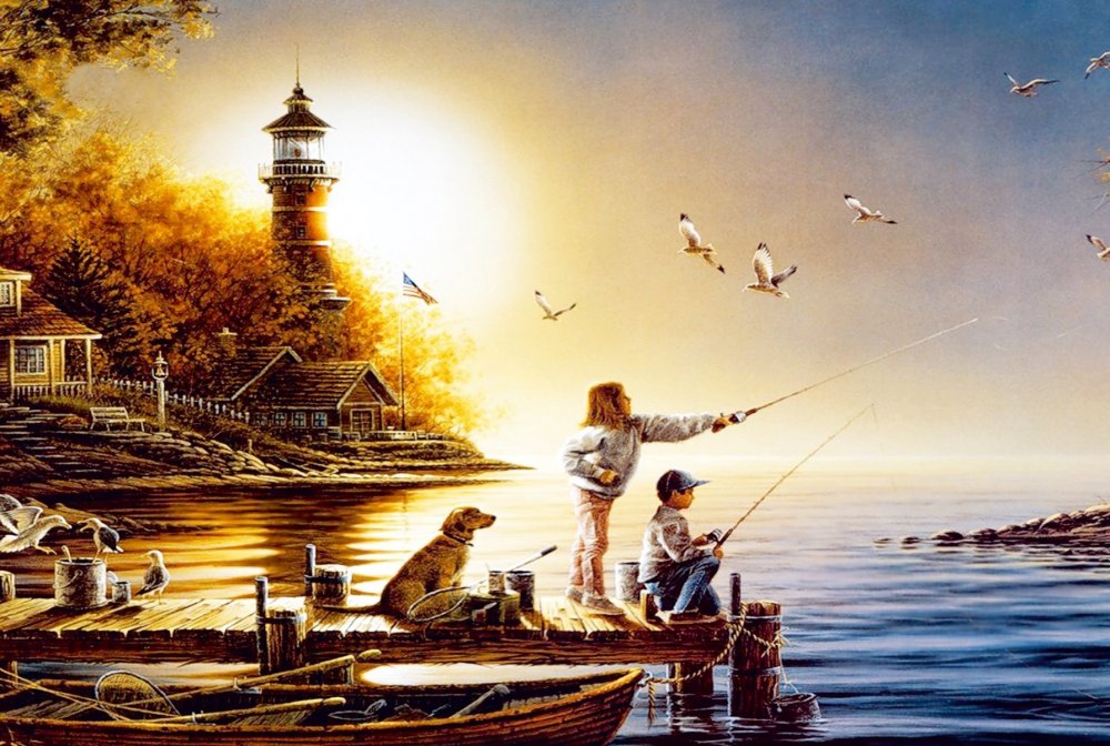 Рыболовы в живописи