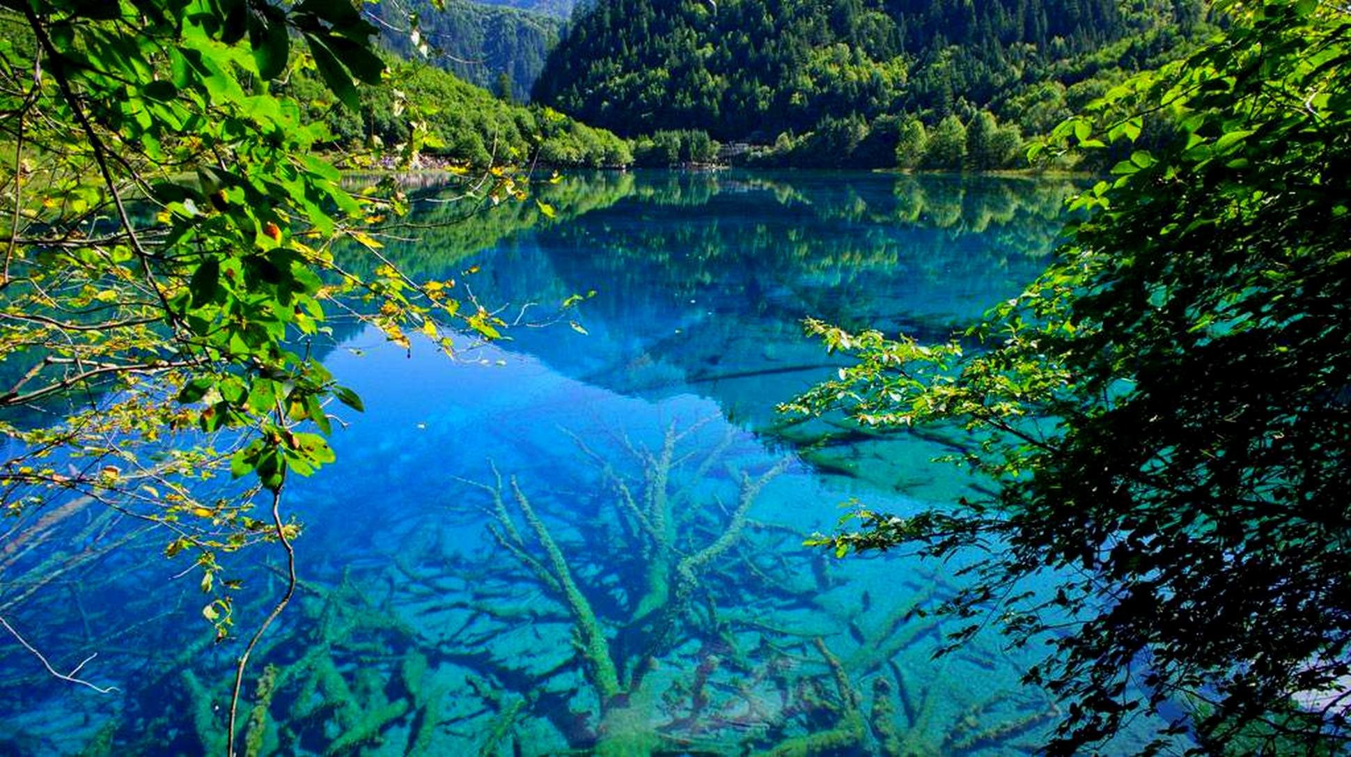 Озеро с синей водой