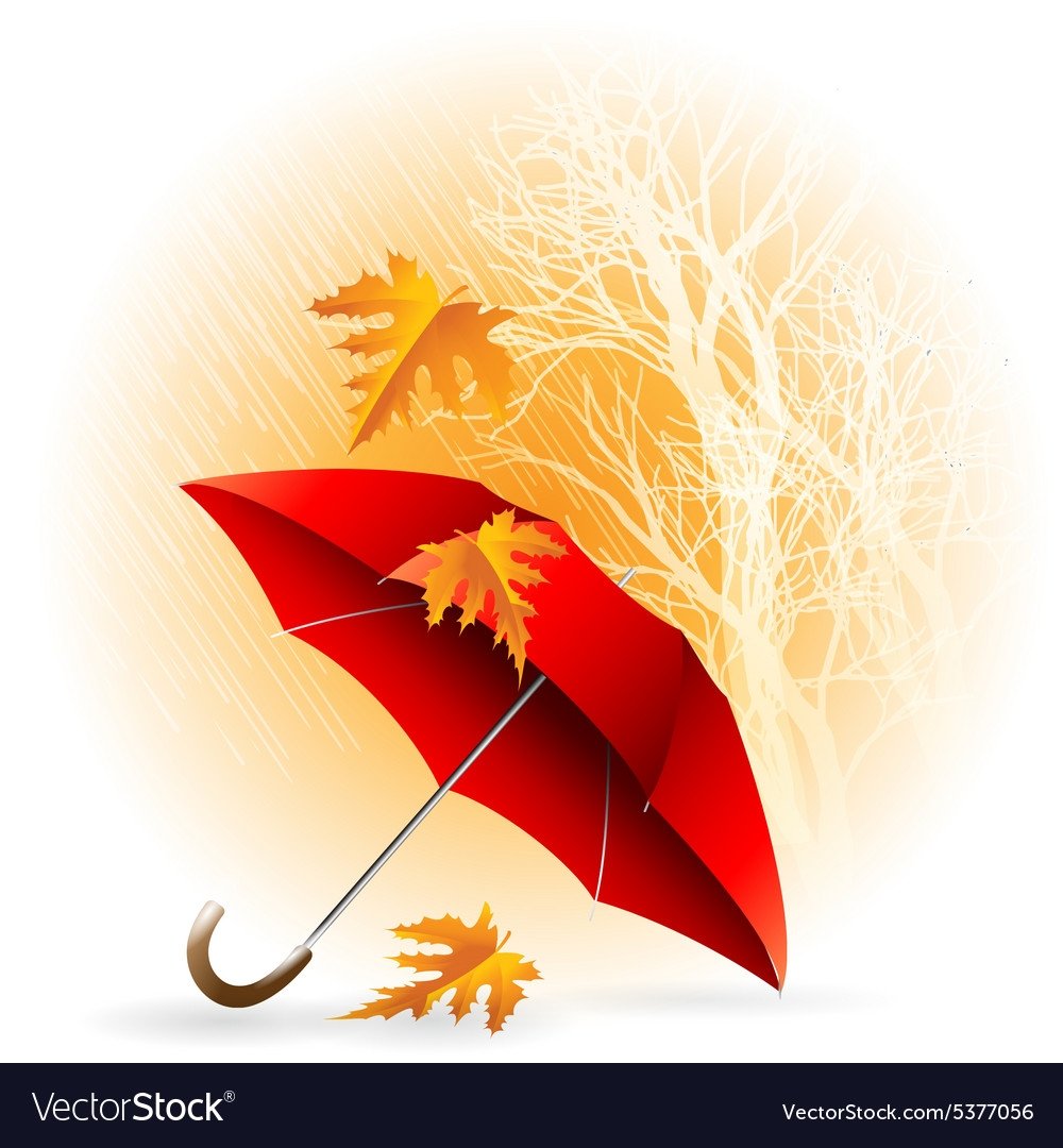 Осенний зонтик на прозрачном фоне