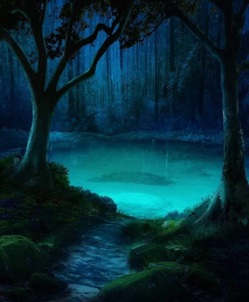 Ночное озеро фэнтези