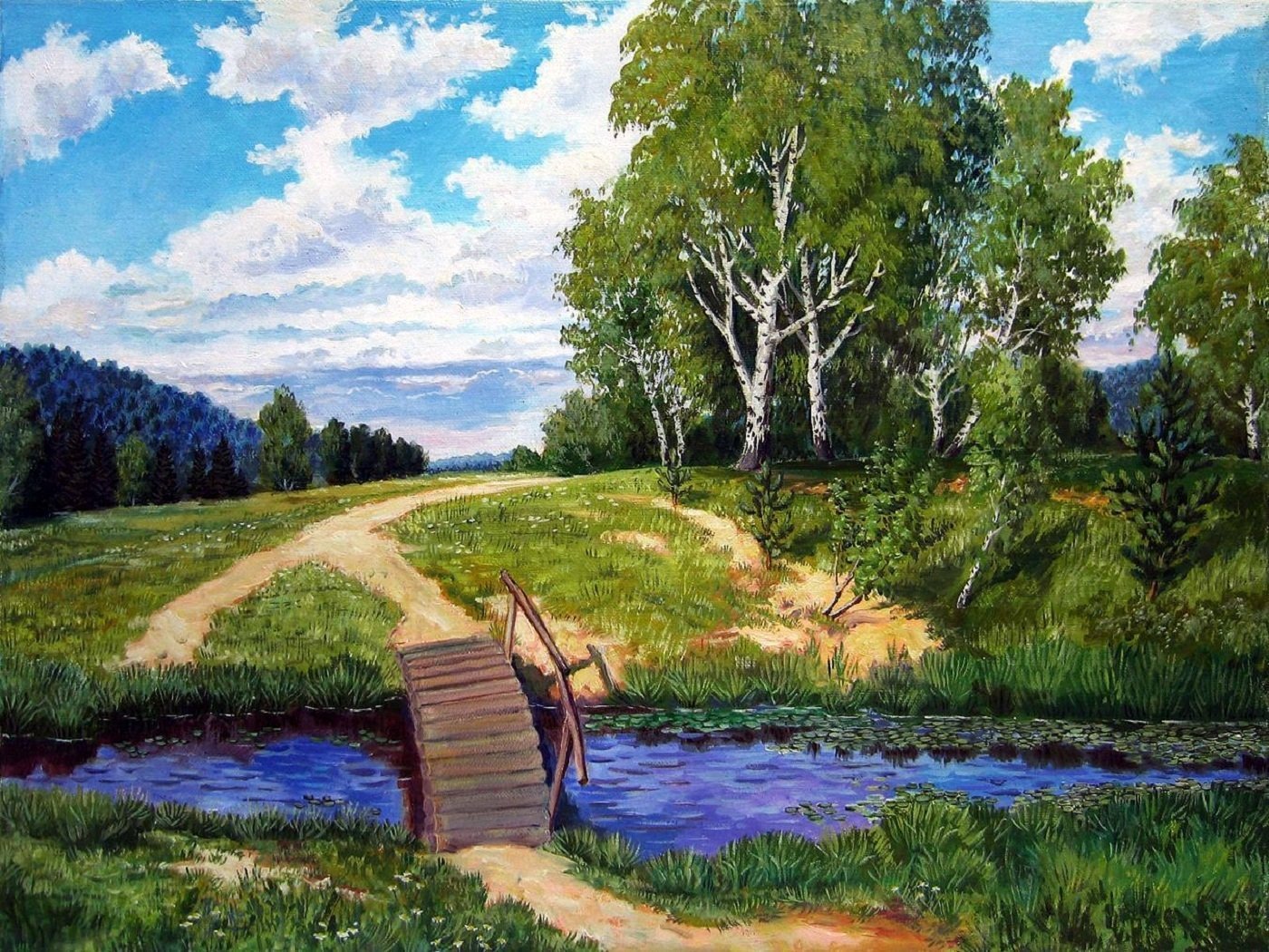 Картина лето 5 класс. «Летний пейзаж с рекой» (1870 г.). Каменев. Пейзаж с речкой.