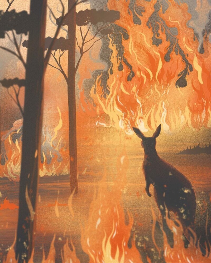 Картина горящего леса