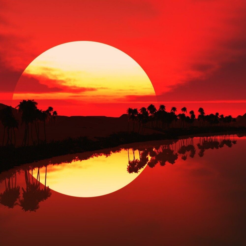 Красное солнце полукруг