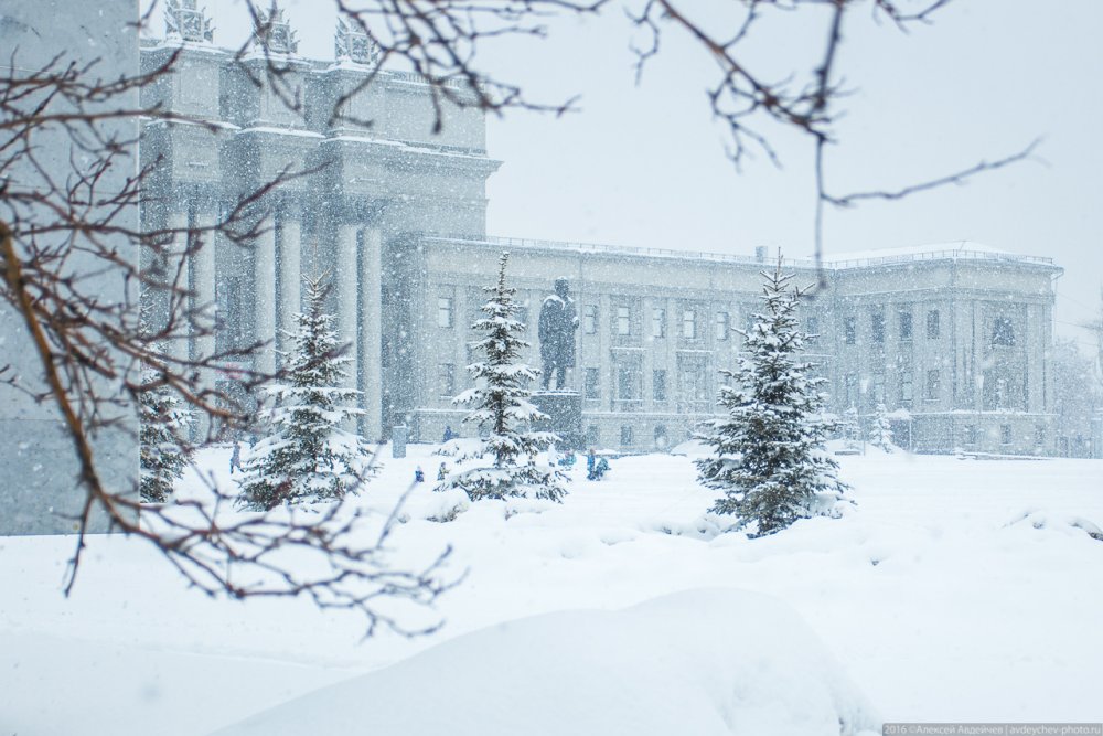 Самара площадь Куйбышева в снегу