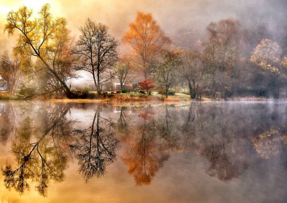 Пейзаж с отражением в воде