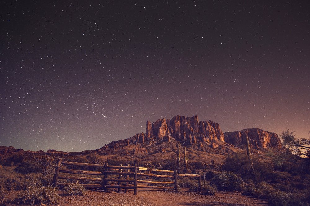 Пустыня Аризона ночью
