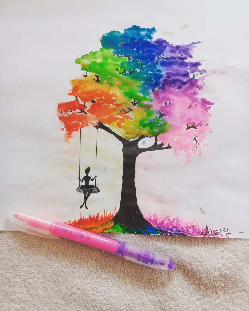 Мультяшное дерево разноцветное