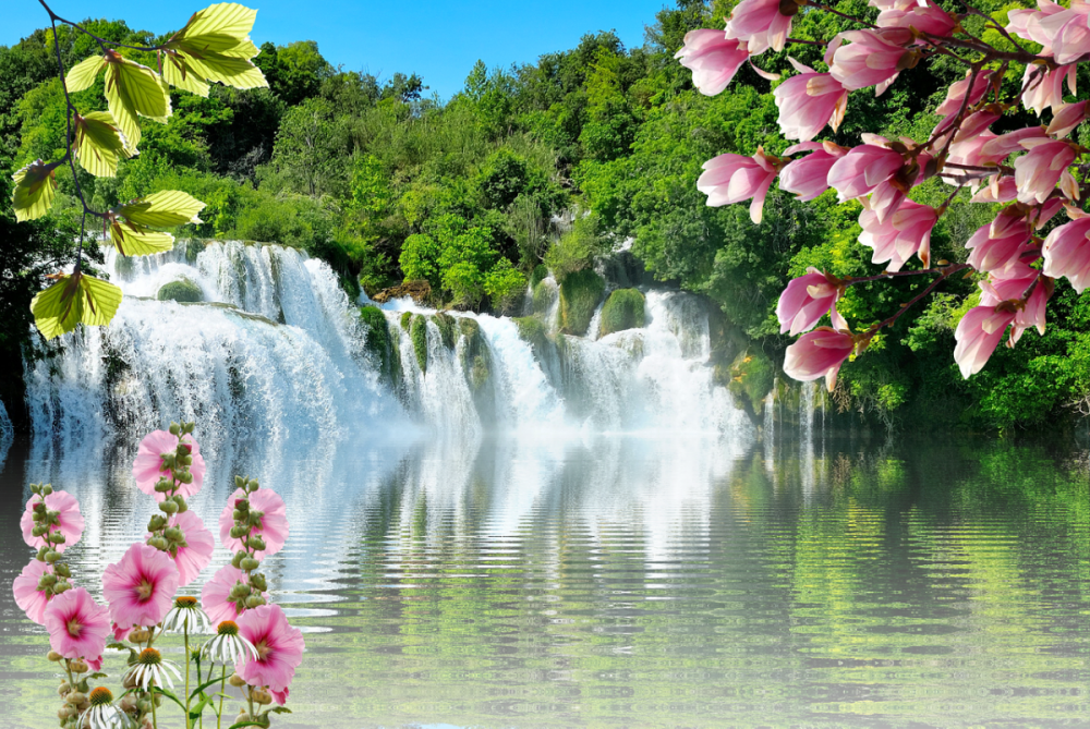 Заставки ВК природа водопады цветы