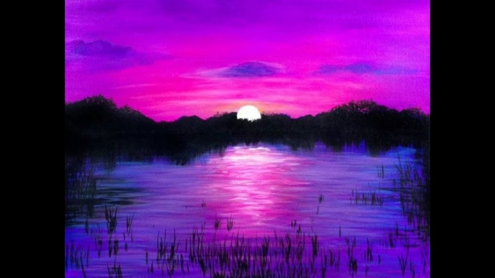 Фиолетовый закат живопись