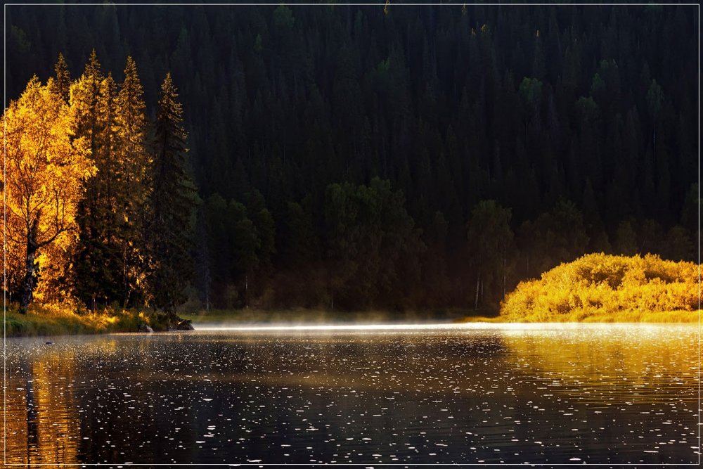 Осеннее озеро ночью