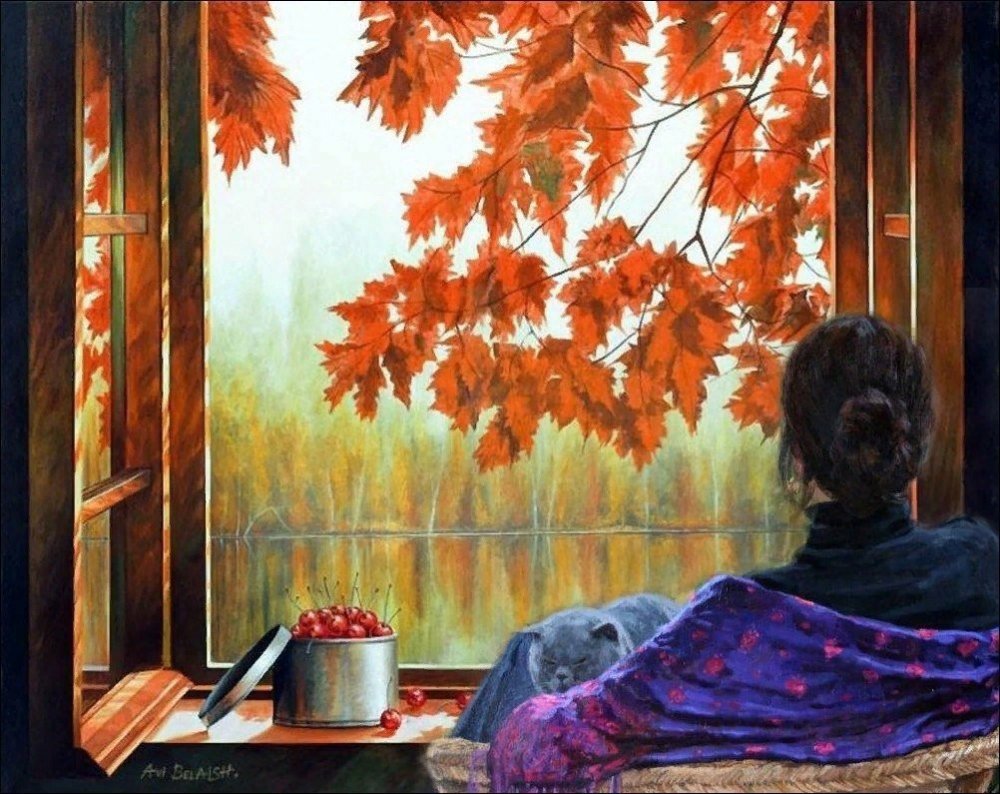 Осенний пейзаж за окном