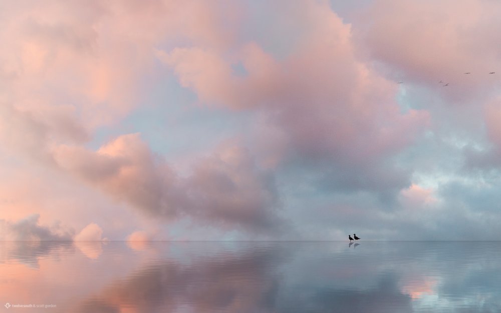 Серо-розовое небо облака
