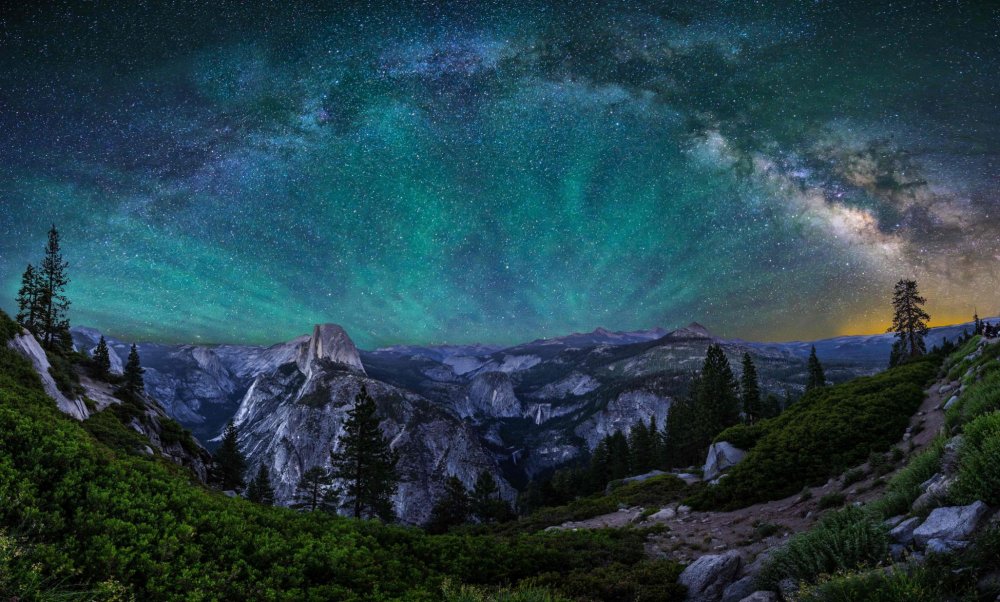 Национальный парк Йосемити Калифорния 1920x1080 ночь