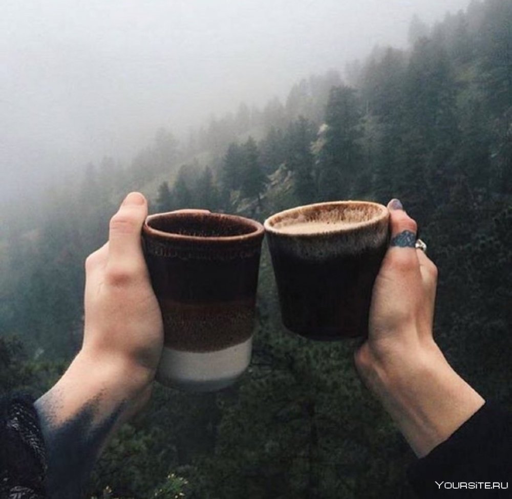 Две кружки чая на природе