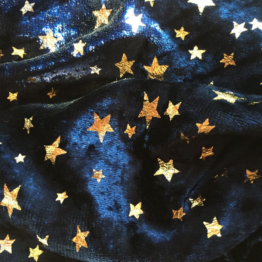 Синяя ткань с золотыми звездами