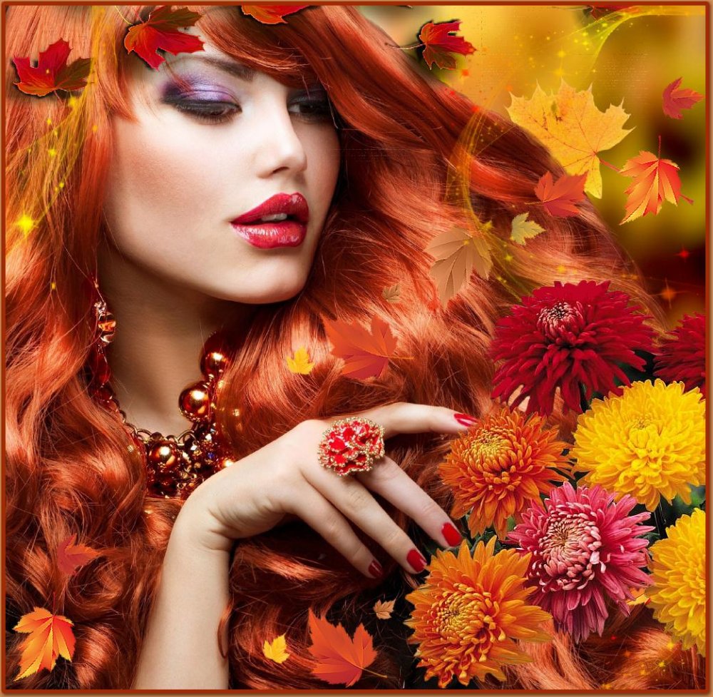 Рыжая женщина и осень