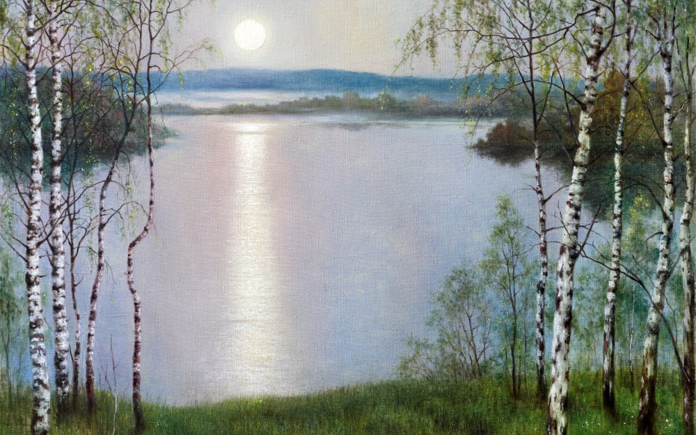 Картина береза река Шишкин