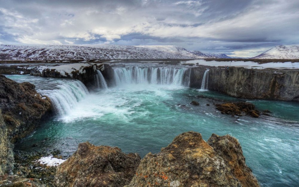 Водопад Годафосс, Исландия зимой