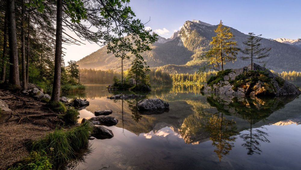 Озеро горы лес Бавария