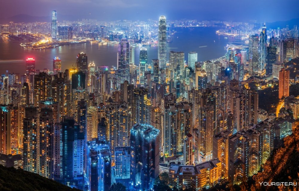 Китай ночной Гонконг