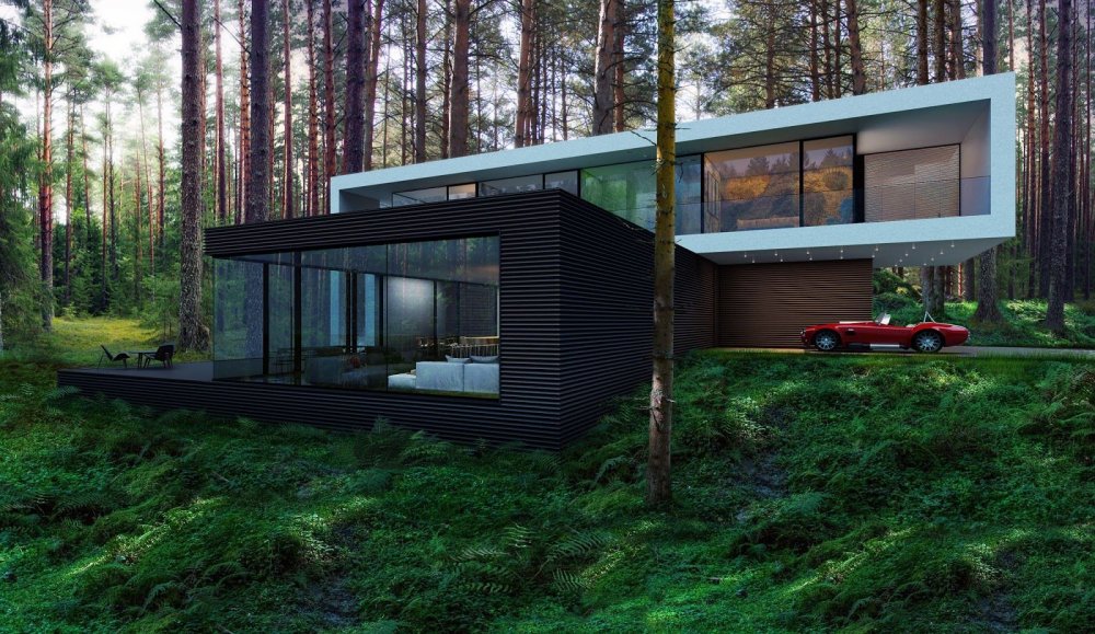 Модерн дом в лесу
