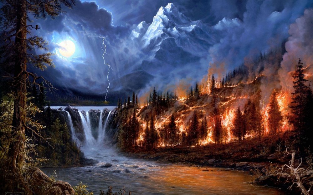 Jesse Barnes картина водопад