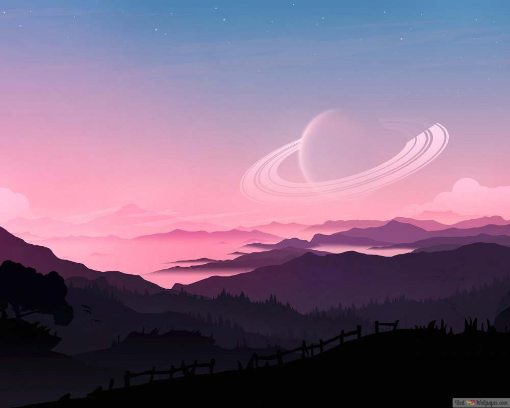 Фиолетовое небо в горах
