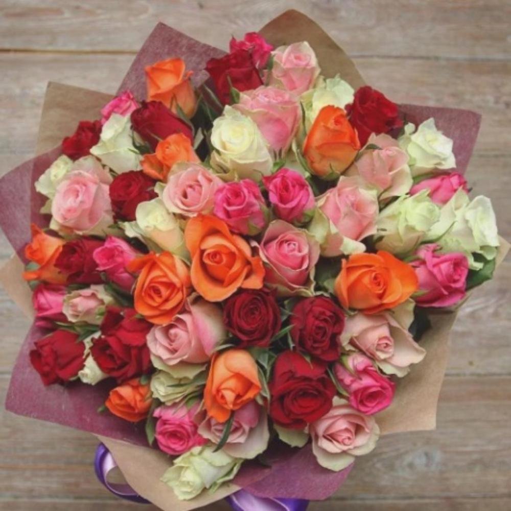 Разноцветные розы "фестиваль"