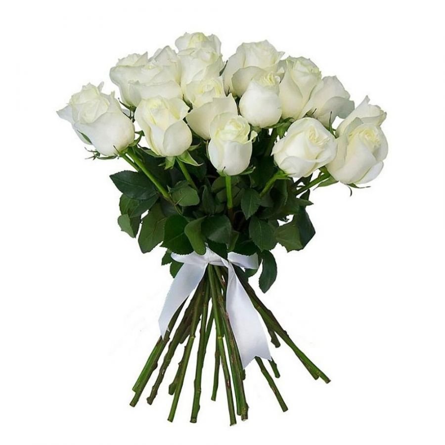 Букет "21 белая роза" Аваланж