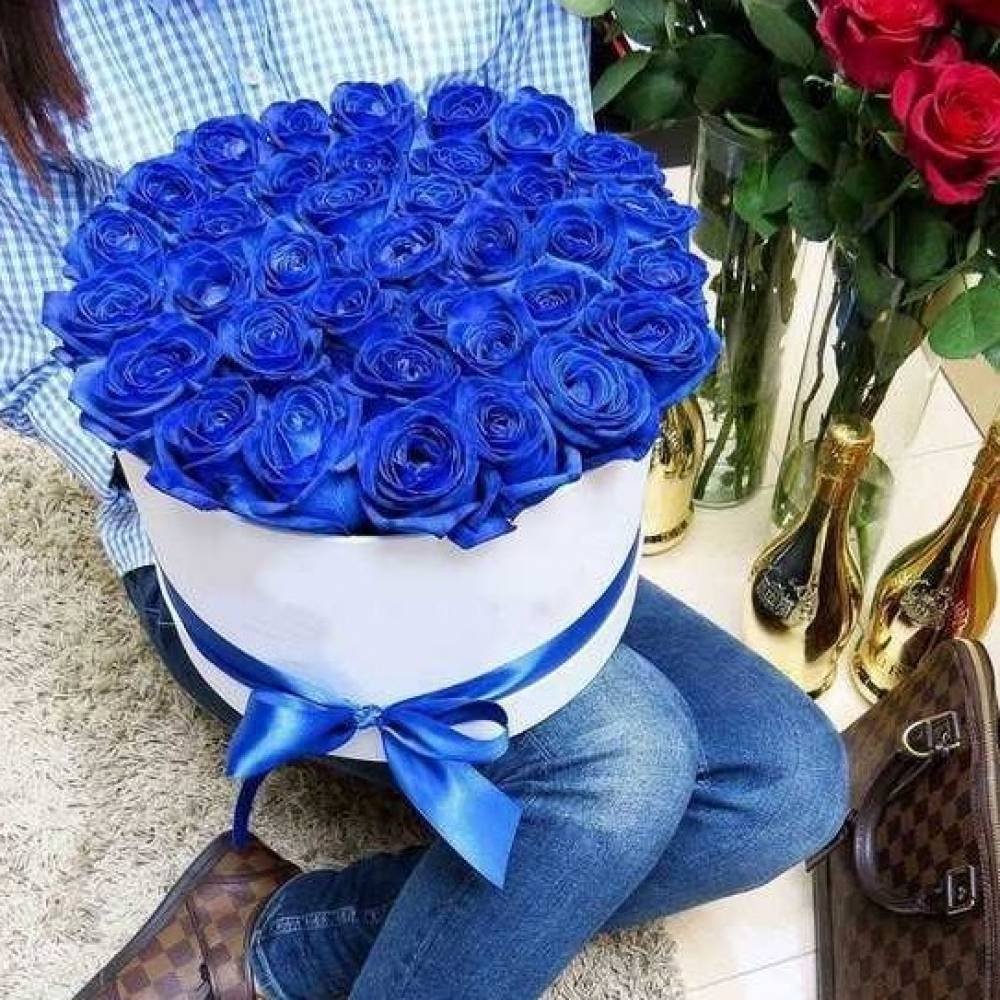 Красивые большие букеты синих роз