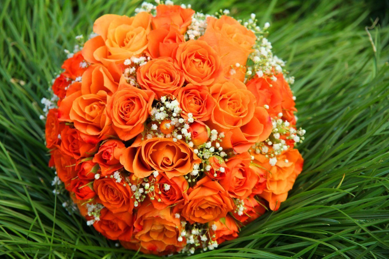 Букет оранжевых цветов. Букет невесты "оранжевый". Оранжевые гипсофилы букет. Красивый оранжевый букет. Оранжевые розы.