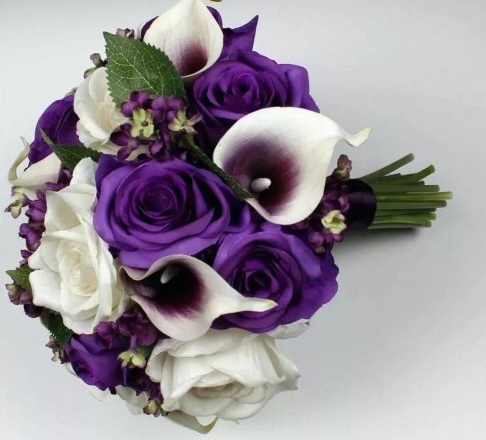 Фиолетовые каллы букет невесты