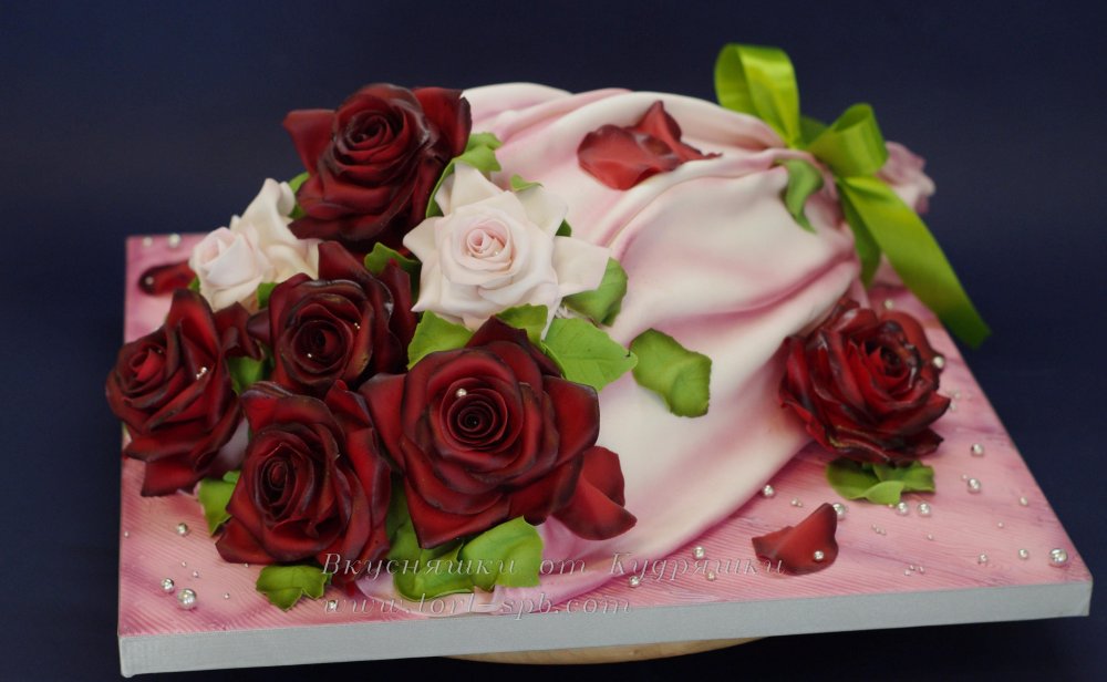 Торт букет с цветами