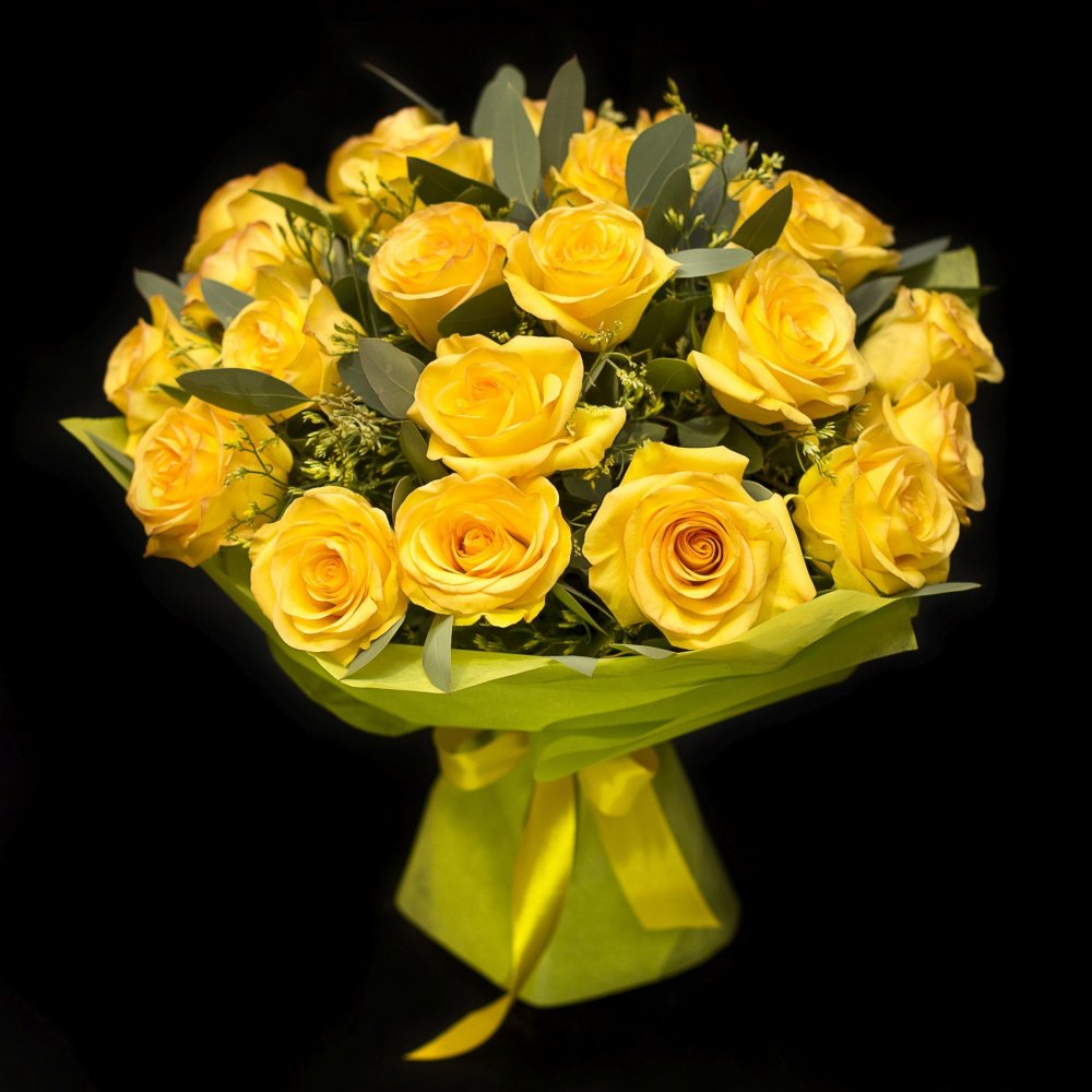 Букет желтые герберы и розы