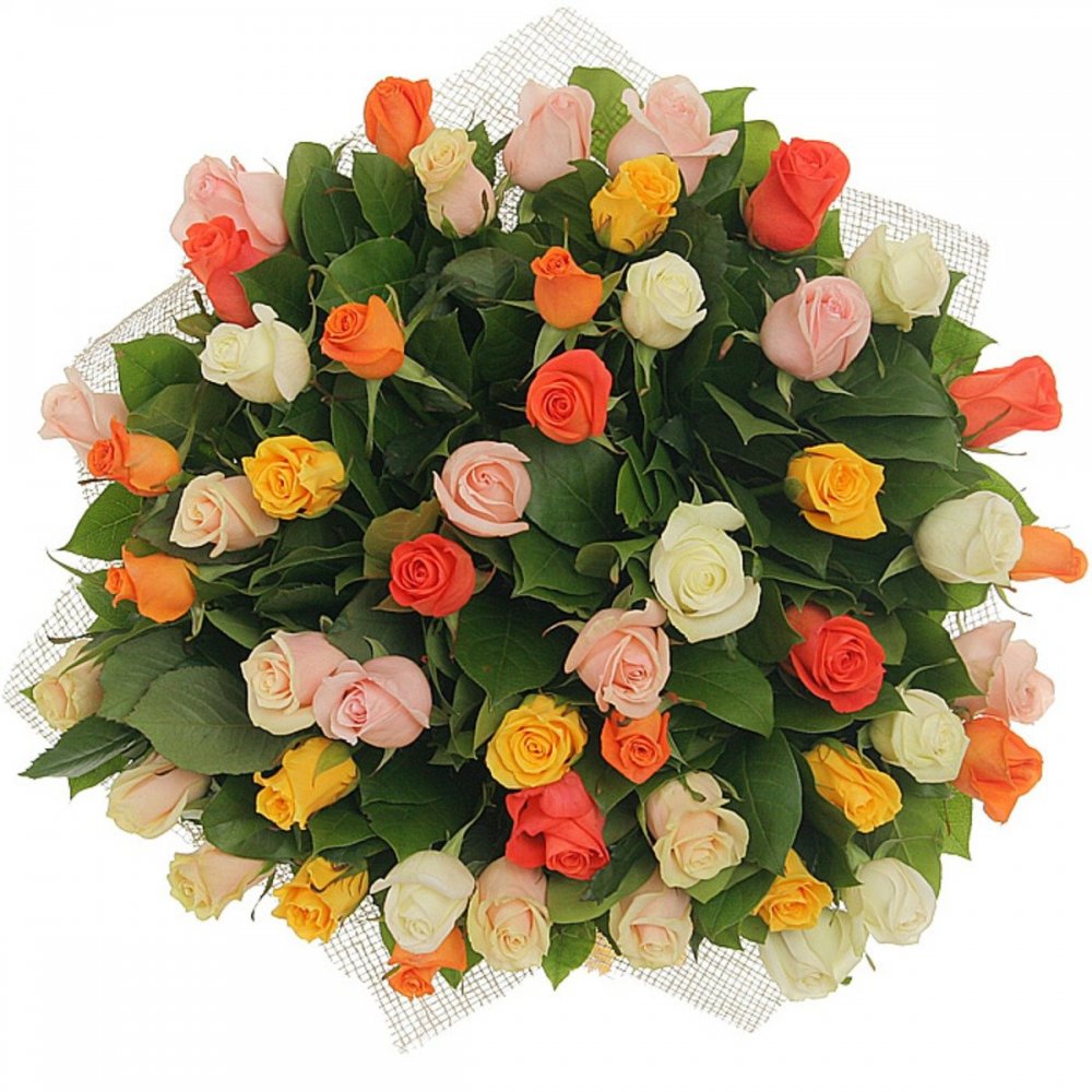 Красивые букеты из разноцветных роз