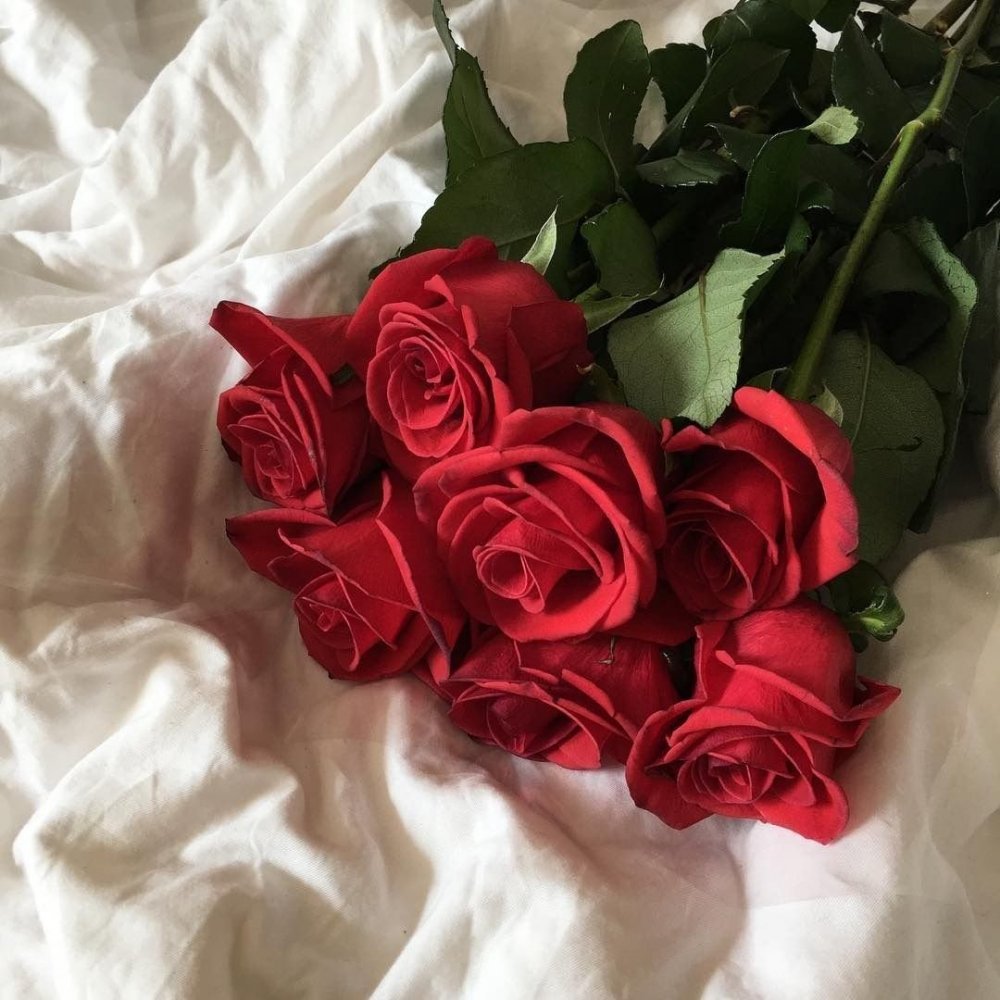 Букет роз на кровати