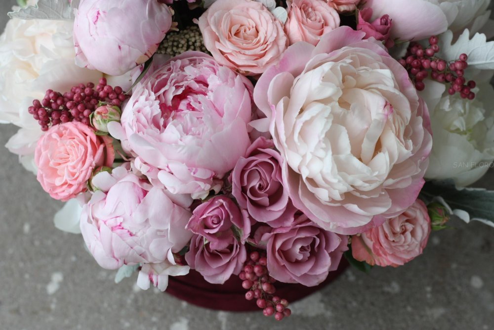 Букет невесты из пионовидных роз пудрового цвета