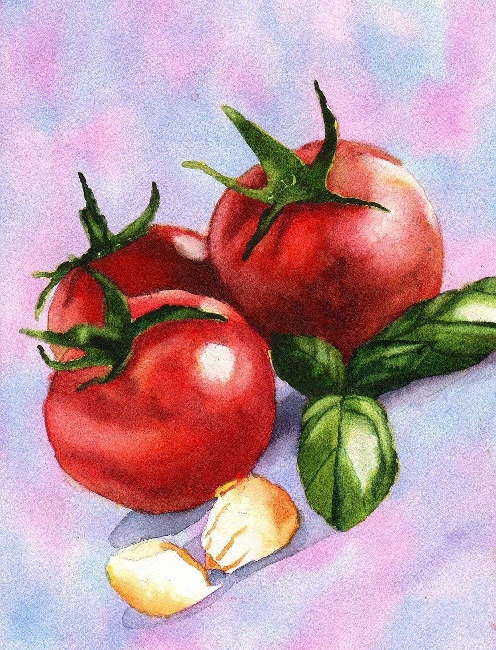 Натюрморт с помидорами живопись